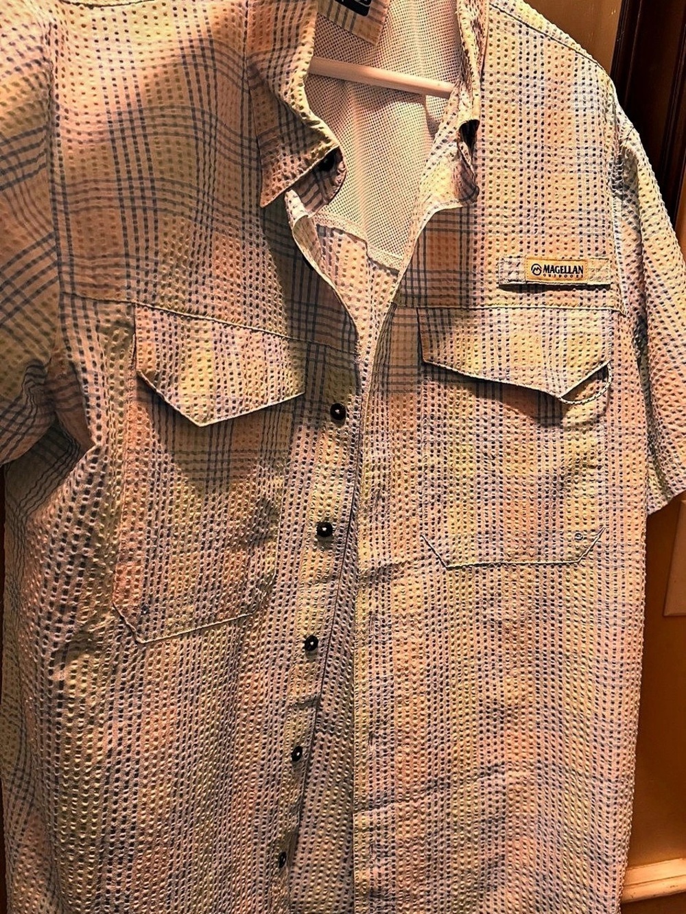 Men's Short Sleeve Geometric Shirt in Pink & Blue